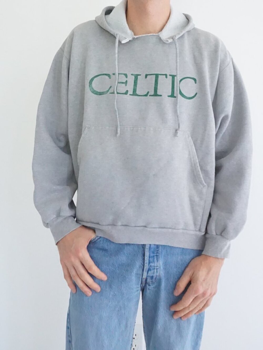 Vintage Tiger Brand Grey Green Celtic Spellout 90s Collegiate Athletic Hoodie XL